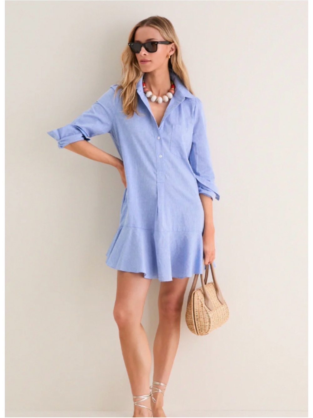 Tuckernuck Sky Blue Button-Front Swim Coverup Dress